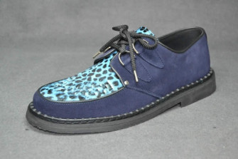  - Low creeper sole shoe, interlaced - Navy/Purple box leather