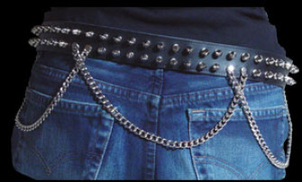  - 2 Row Spike Stud with Chain