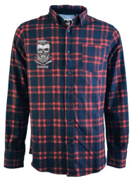 Bearded Skull Red and Navy Checked Shirt