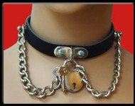 Padlock and Chain Leather Neckband