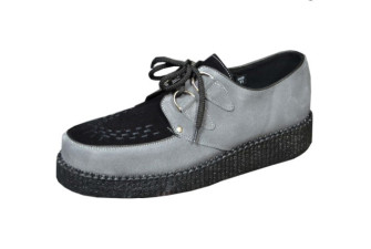  - Lace creeper lace shoe single sole grey/black  suede