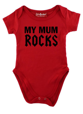  - Red My Mum Rocks Baby Grow