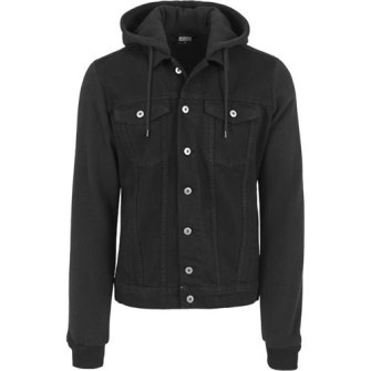  - Hooded Black Denim Fleece Jacket