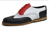 Classic Gatsby brogue shoe Black, white, red grain leather