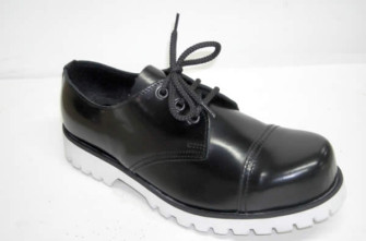 - 3 eye shoe black leather white sole