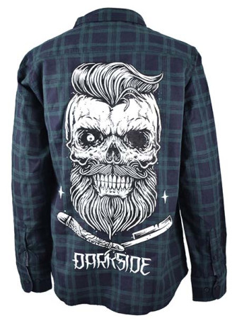  - Bearded Skull Blue and Green Checked Flannel Shirt