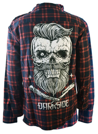  - Bearded Skull Red and Navy Checked Shirt