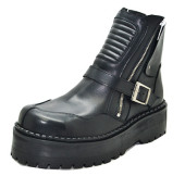 Motard boot - Black grain leather