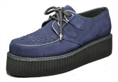 Double creeper shoe. Purple suede leather. Laces