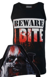 Beware I Bite Black Cotton Vest