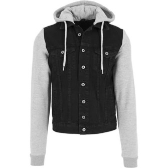  - Hooded Denim Fleece Jacket black