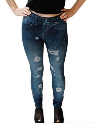  - Printed Blue Jean Leggings