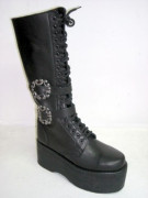 Sun platform boot black leather