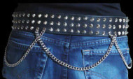 3 Row Concial Stud Belt with Chain
