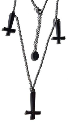 Triple Inverted Cross Black Necklace