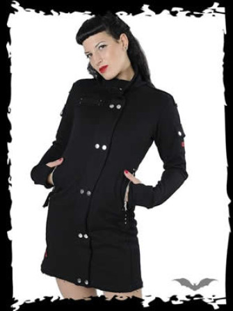 - Long sleek black jacket with band collar