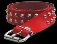 Red Leather 2 Row Conical Stud