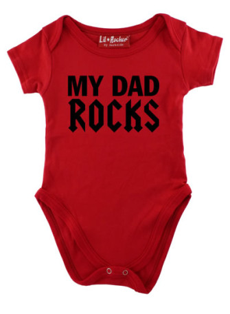  - Red My Dad Rocks Baby Grow