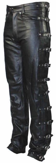 Leather pants with buckles «black»