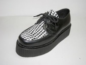 Steelground  Double d-ring creeper shoe blk leather/skeleton apron