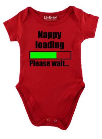  - Red Nappy Loading Please Wait Baby Grow