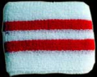 White and Red Striped Sweat Band