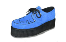 Lace creeper shoe double sole blue suede