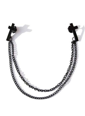  - Black Inverted Cross Collar Chain