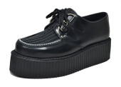 Lace creeper shoe with zip black letaher