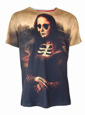  - Mona Lisa Skeleton Mens T Shirt